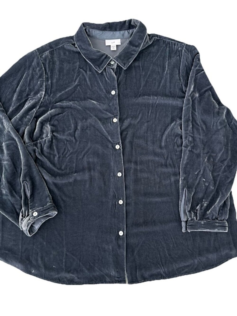 J.Jill Velvet Button Down Shirt Blouse XL Charcoal Gray